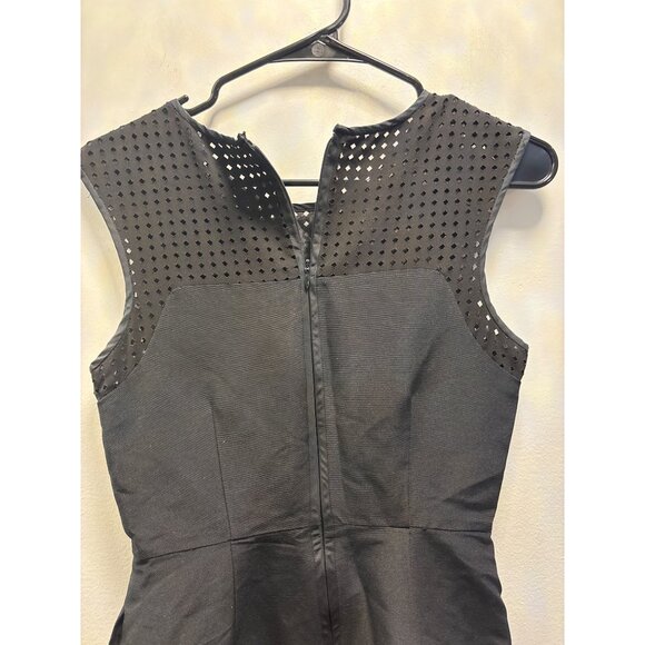 J.CREW Black Sleeveless Mini Dress With Laser-Cut Eyelet  & Back Zipper  Sz 0 - Picture 6 of 9